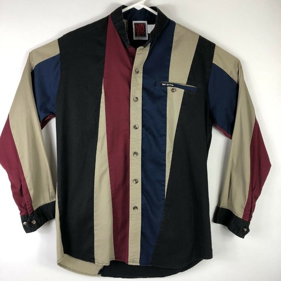 Vtg Mo Betta Western Colorblock Shirt 